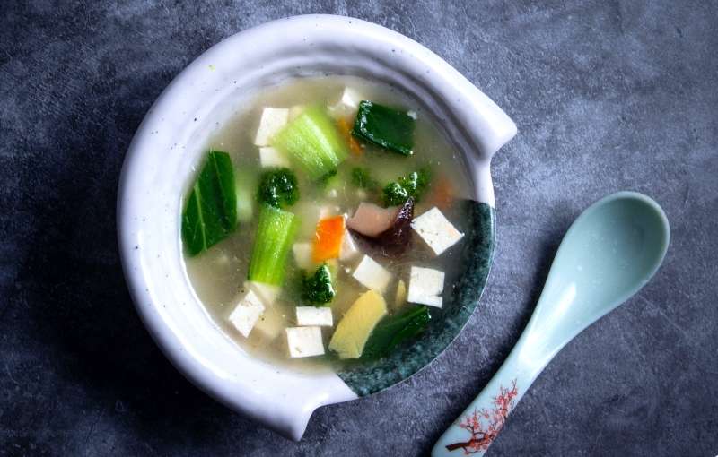 Chinese beancurd and mixed vegetable soup