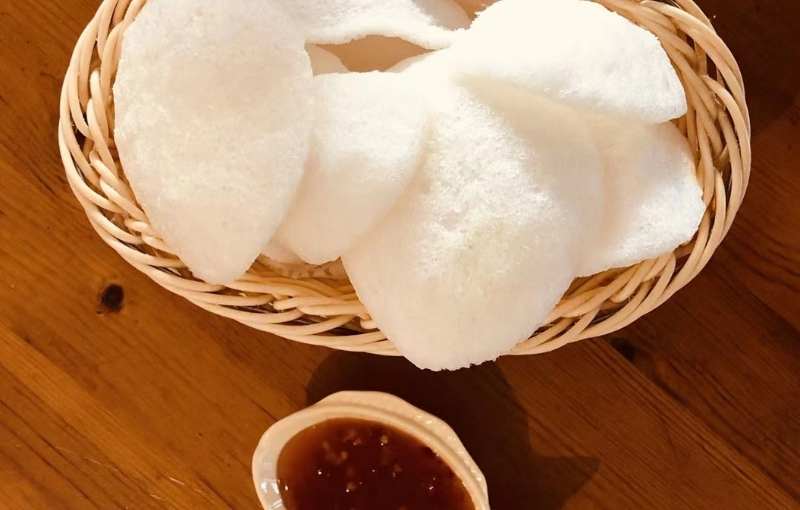 prawn crackers served at 92 noodle bar Chinese restaurant